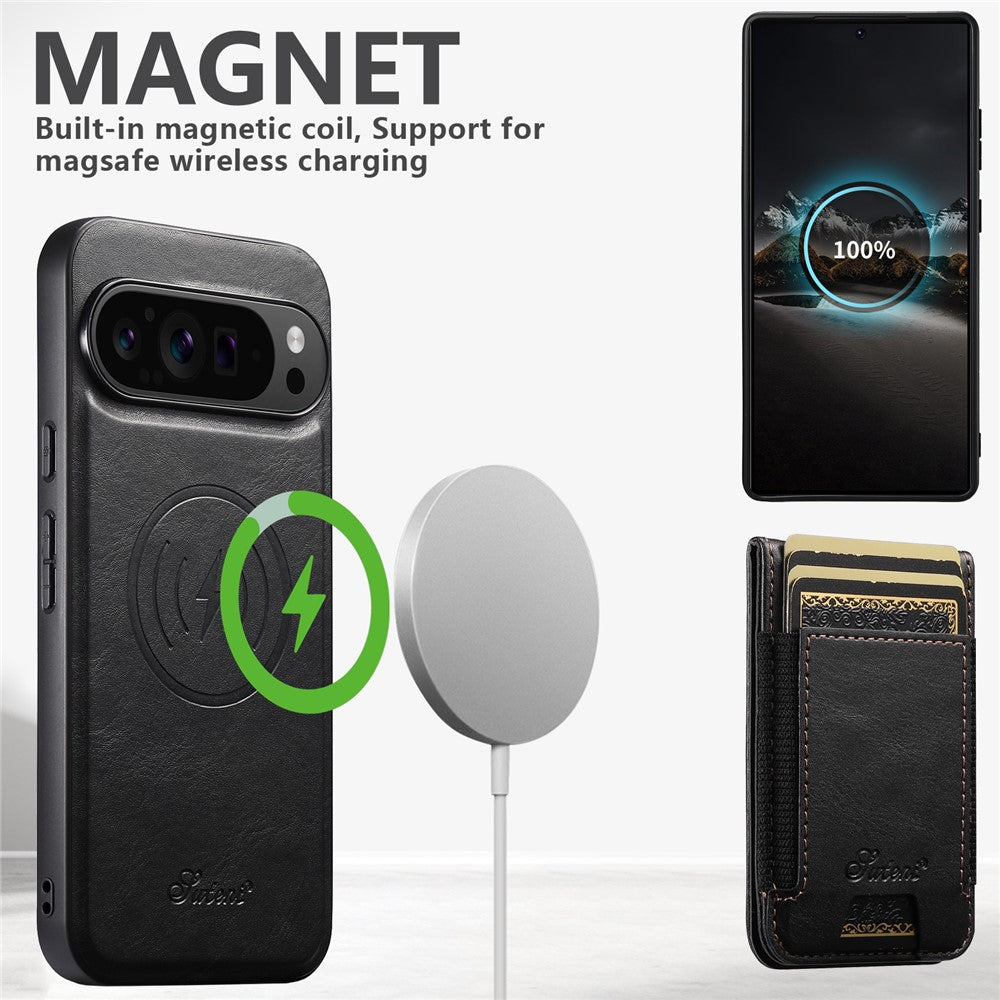 SUTENI For Google Pixel 9 / 9 Pro Case Compatible with MagSafe Card Holder Kickstand Phone Cover