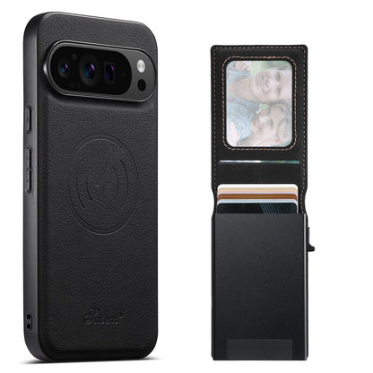 SUTENI H19 For Google Pixel 10 Pro XL Magnetic Case Card Holder Kickstand Litchi Texture Leather Back Cover