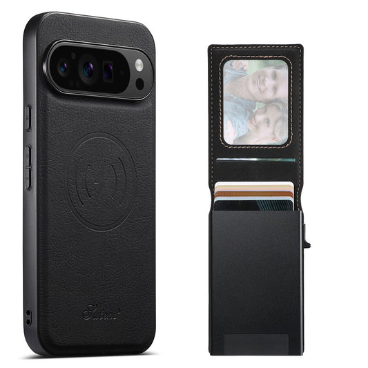 SUTENI H19 For Google Pixel 10 Pro XL Magnetic Case Card Holder Kickstand Litchi Texture Leather Back Cover