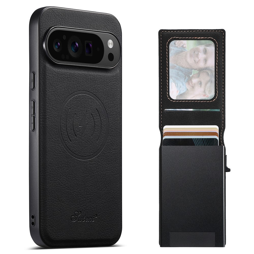 SUTENI H19 For Google Pixel 9 Pro XL Magnetic Case Card Holder Kickstand Litchi Texture Leather Back Cover