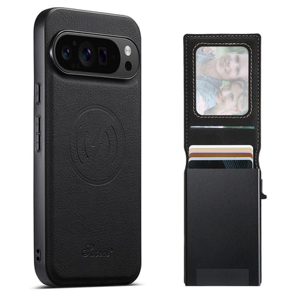 SUTENI H19 For Google Pixel 9 Pro XL Magnetic Case Card Holder Kickstand Litchi Texture Leather Back Cover